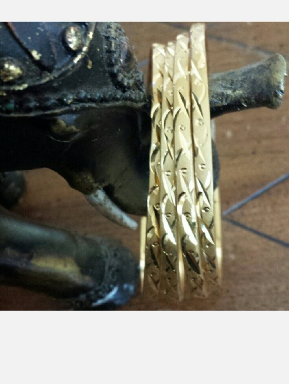 Set of 4 Gold Textured Bangle Bracelets